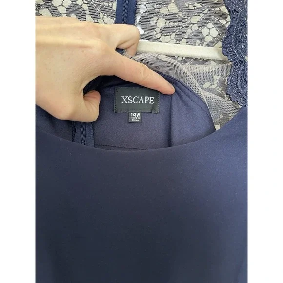 Women's Navy Blue Long Mermaid Cap Sleeve Chiffon Maxi Formal Wedding Dress 14 - Picture 5 of 12